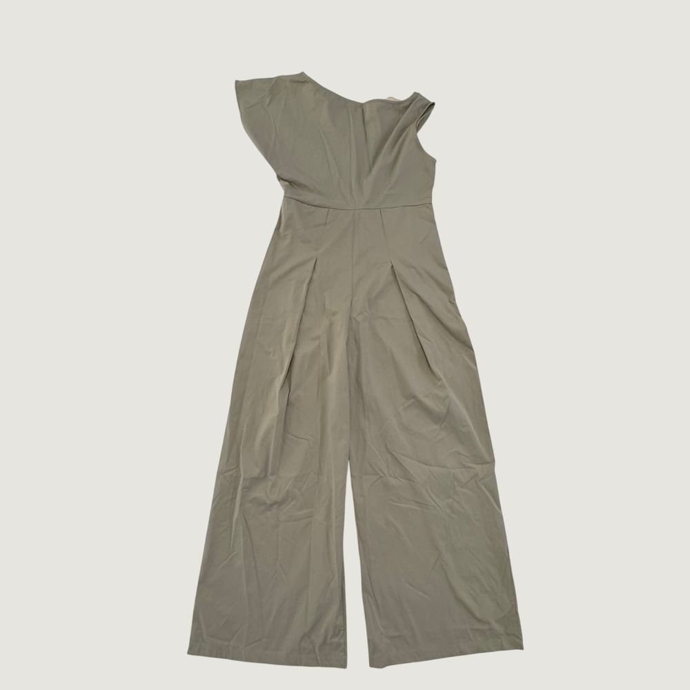 MUSERA Women's Jumpsuit Size L Taupe One Shoulder Wide Leg NWT